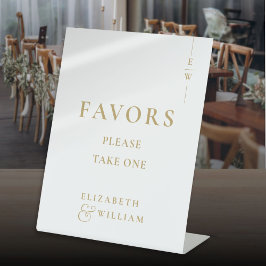 Moderne goldene Monogram-Favoriten für Hochzeiten Sockelschild