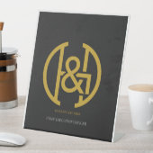 Moderne goldene Monogramm-Anfangsbuchstabe Executi Sockelschild (In Situ)