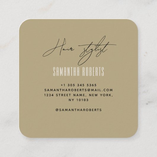 Moderne goldene Monogramm-Initialen quadratisch Quadratische Visitenkarte (Rückseite)