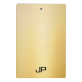 Moderne, goldene Monogramm-Minimalistische Vorlage Mini Klemmbrett (Rückseite)