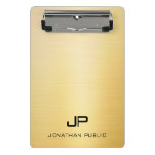 Moderne, goldene Monogramm-Minimalistische Vorlage Mini Klemmbrett (Vorderseite)