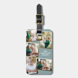 Moderne goldene Multi-Foto-Familie stilvoll Gepäckanhänger