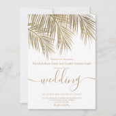 Moderne goldene Palme-Hochzeit Einladung (Vorderseite)