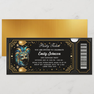 Moderne goldene Party-Ticket-Einladungen Einladung