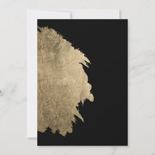 Moderne goldene Pinselstriche Schwarz-weiße schick Einladung (Rückseite)
