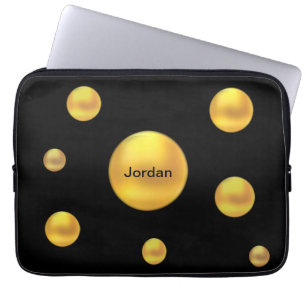 Moderne goldene Punkte auf Schwarz Laptopschutzhülle