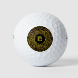 Moderne goldene Punkte in Monogramm schwarz Golfball