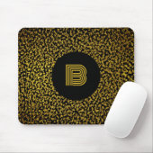 Moderne goldene Punkte in Monogramm schwarz Mousepad (Mit Mouse)