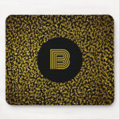Moderne goldene Punkte in Monogramm schwarz Mousepad (Vorne)