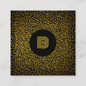 Moderne goldene Punkte in Monogramm schwarz Quadratische Visitenkarte (Vorderseite)