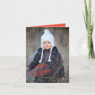 Moderne goldene Punkte mit roter Schrift Weihnacht Feiertagskarte