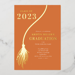 Moderne goldene Quaste Abschlussfeier  Folieneinladung