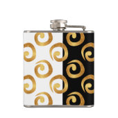 Moderne goldene Rahmen Muster auf Schwarz und Weiß Flachmann (Rückseite)