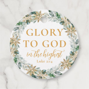Moderne goldene religiöse Weihnachts-Herrlichkeit- Geschenkanhänger