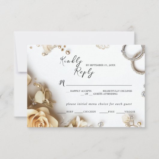 Moderne Goldene Rose Frühjahrs-Hochzeit-Antwortkar RSVP Karte (Vorderseite)