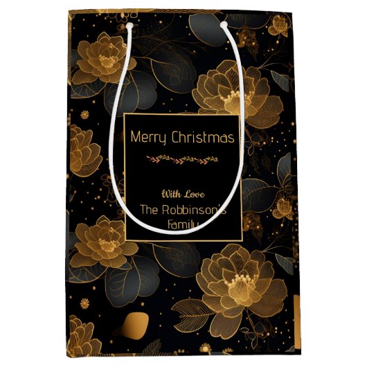 Moderne goldene Rose individuelle Name Mittlere Geschenktüte (Vorderseite)