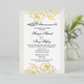 Moderne Goldene Rose Islamische Hochzeit Folieneinladung (Stehend vorne)