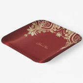 Moderne goldene rote Blumen-Papierplatte Pappteller (Gewinkelt)