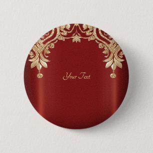 Moderne goldene rote Blumenknopf Button