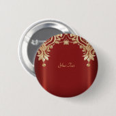 Moderne goldene rote Blumenknopf Button (Vorne & Hinten)