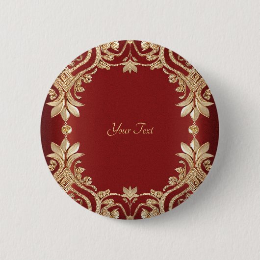 Moderne goldene rote Blumenschaltfläche Button (Vorderseite)