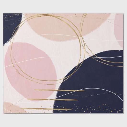 Moderne Goldene Schlaganfälle & Kreise Minimal ros Geschenkpapier (Flach)