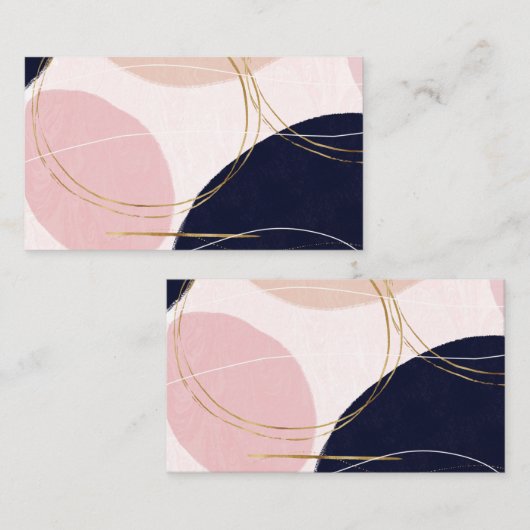 Moderne Goldene Schlaganfälle & Kreise Minimal ros Visitenkarte (Vorne/Hinten)