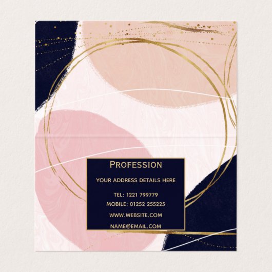 Moderne Goldene Schlaganfälle & Kreise Minimal ros Visitenkarten (Innenseite Aufgefaltet)