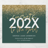 Moderne, goldene Schrift-Glitzer-Abschluss Schaumweinetikett (Einzelnes Label)