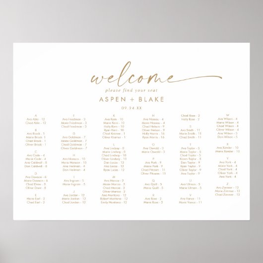 Moderne Goldene Schrift Horizontal Alphabetische S Poster (Vorne)
