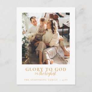Moderne goldene Schrift religiöse Weihnachtsfotos Feiertagspostkarte