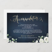 Moderne goldene Schrift und weiße Blumenunterkunft Begleitkarte (Vorne/Hinten)