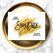 Moderne goldene schwarze Hochzeit SPAREN DAS DATUM Ankündigungspostkarte