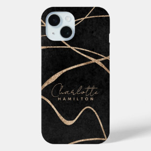 Moderne goldene schwarze Imitate Glitzer personali Case-Mate iPhone Hülle