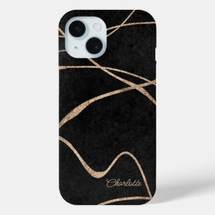 Moderne goldene schwarze Imitate Glitzer personali Case-Mate iPhone Hülle