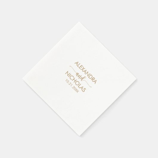 Moderne Goldene Script-Hochzeit Serviette (Ecke)