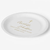 Moderne goldene Signatur Erste Heilige Kommune Pappteller (Schrägansicht)