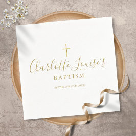 Moderne goldene Signatur Taufe Christening Serviette