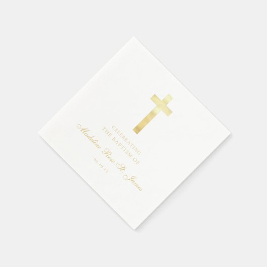 Moderne goldene Signatur Taufe Christening Serviette (Ecke)