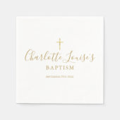 Moderne goldene Signatur Taufe Christening Serviette (Vorderseite)