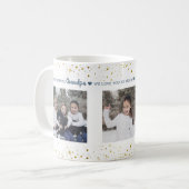 Moderne goldene Sterne an weißen Weihnachten Kaffeetasse (Vorderseite Links)