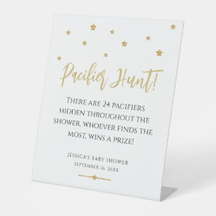 Moderne Goldene Sterne Baby Shower Schnuller Jagd  Sockelschild