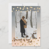 Moderne Goldene Sterne Foto Holiday Card Ankündigung (Vorderseite)