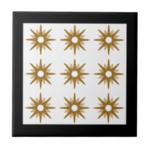 Moderne Goldene Sternenexplosion Muster Schwarz Fliese