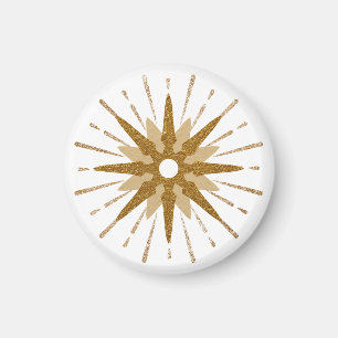 Moderne goldene Sternenexplosion Runde Mitte des J Magnet