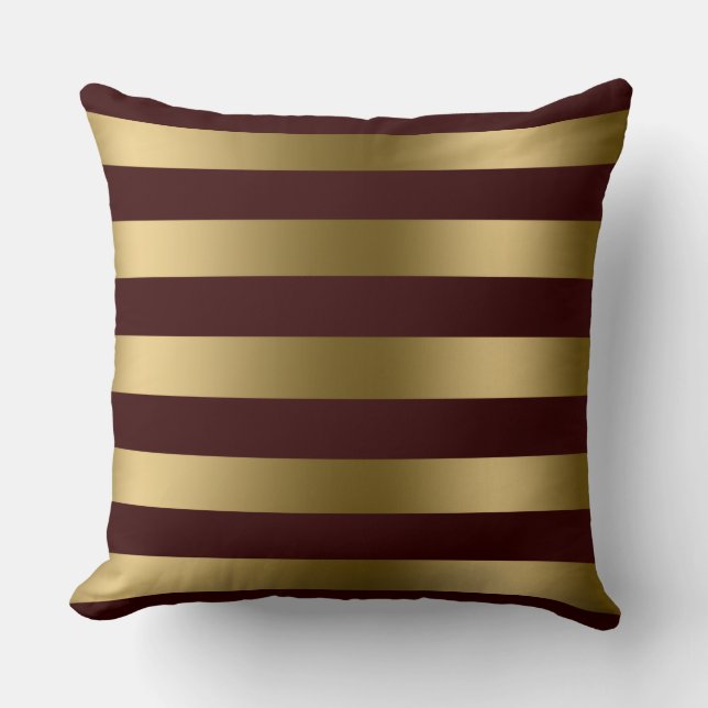 Moderne goldene Streifen Burgundy Red Background Kissen (Vorderseite)