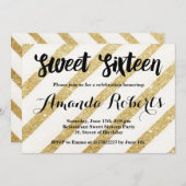 Moderne goldene Streifen Pinselstriche Süß 16 Einladung (Vorne/Hinten)