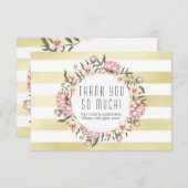 Moderne goldene Streifen & rosa bläserne Rose Viel Dankeskarte (Vorne/Hinten)