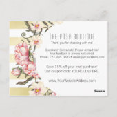 Moderne goldene Streifen & rosa bläserne Rose Viel Postkarte (Rückseite)