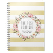 Moderne goldene Streifen und rosafarbene Rose Klei Notizblock (Vorderseite)